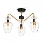 DL-ARMAND-SF3-AB Armand 3 Light Semi-Flush Aged Brass Plated & Charcoal Black Paint