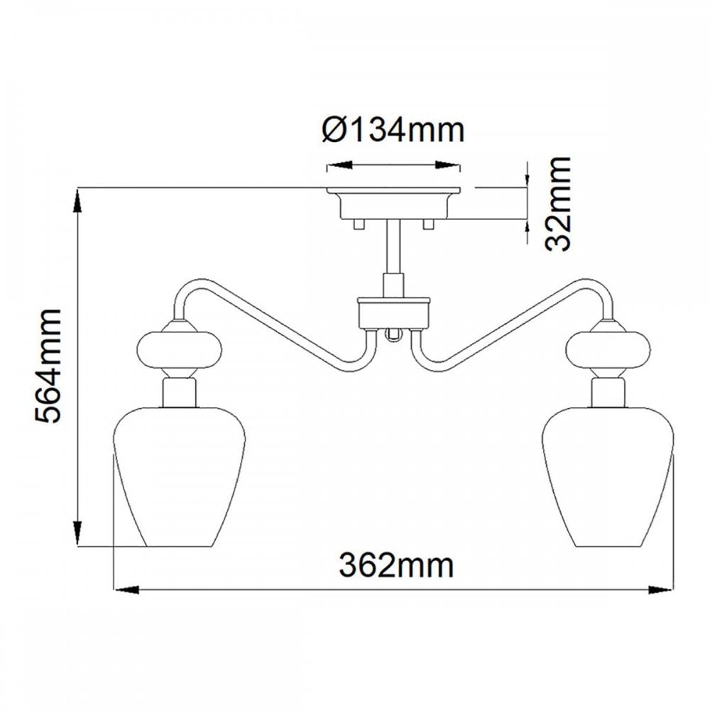 DL-ARMAND-SF3-AB Armand 3 Light Semi-Flush Aged Brass Plated & Charcoal Black Paint
