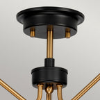 DL-ARMAND-SF3-AB Armand 3 Light Semi-Flush Aged Brass Plated & Charcoal Black Paint