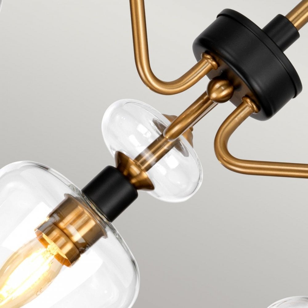 DL-ARMAND-SF3-AB Armand 3 Light Semi-Flush Aged Brass Plated & Charcoal Black Paint