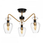 DL-ARMAND-SF3-AB Armand 3 Light Semi-Flush Aged Brass Plated & Charcoal Black Paint