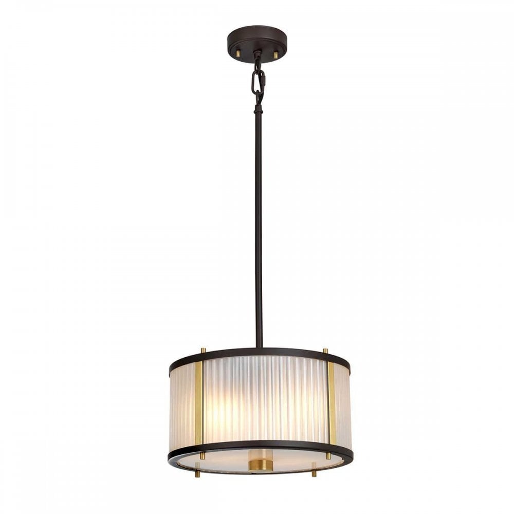 DL-CORONA-2P-BAB Corona 2 Light Pendant Museum Bronze Dark Brown Painted/ Aged Brass