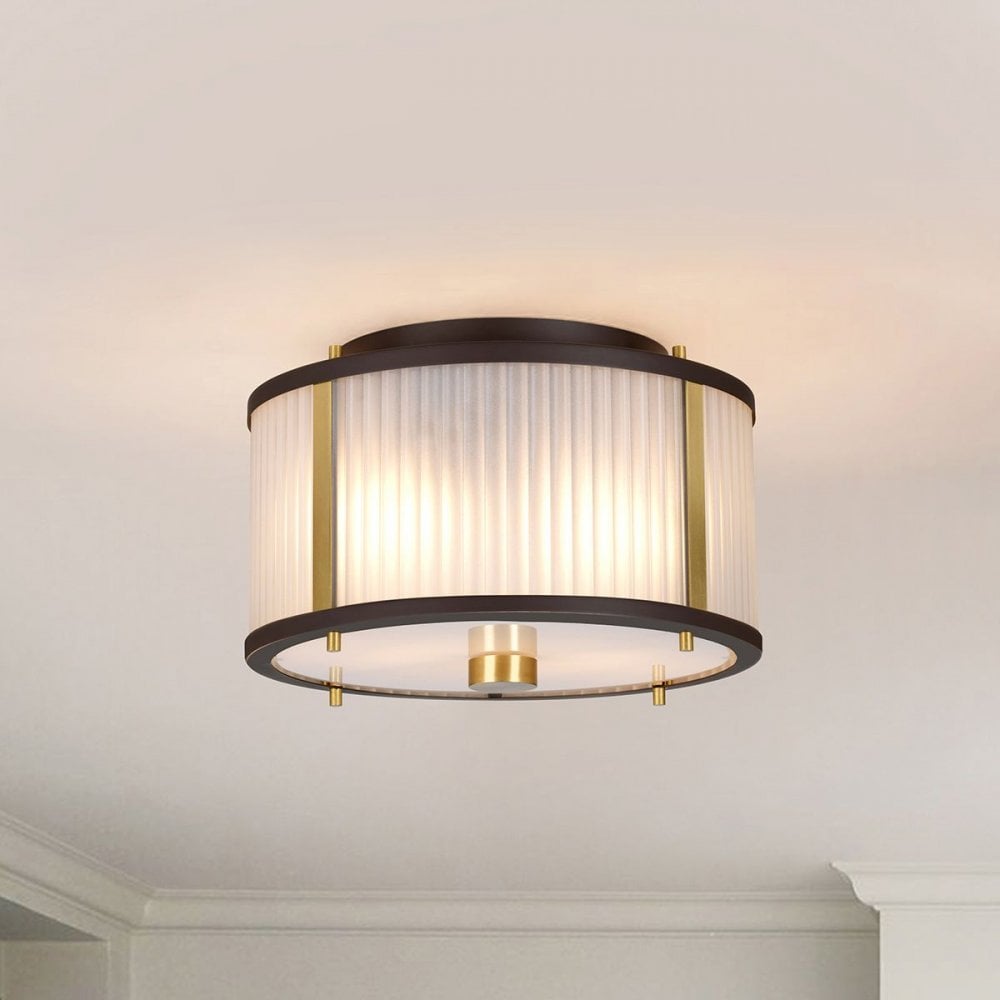 DL-CORONA-2P-BAB Corona 2 Light Pendant Museum Bronze Dark Brown Painted/ Aged Brass