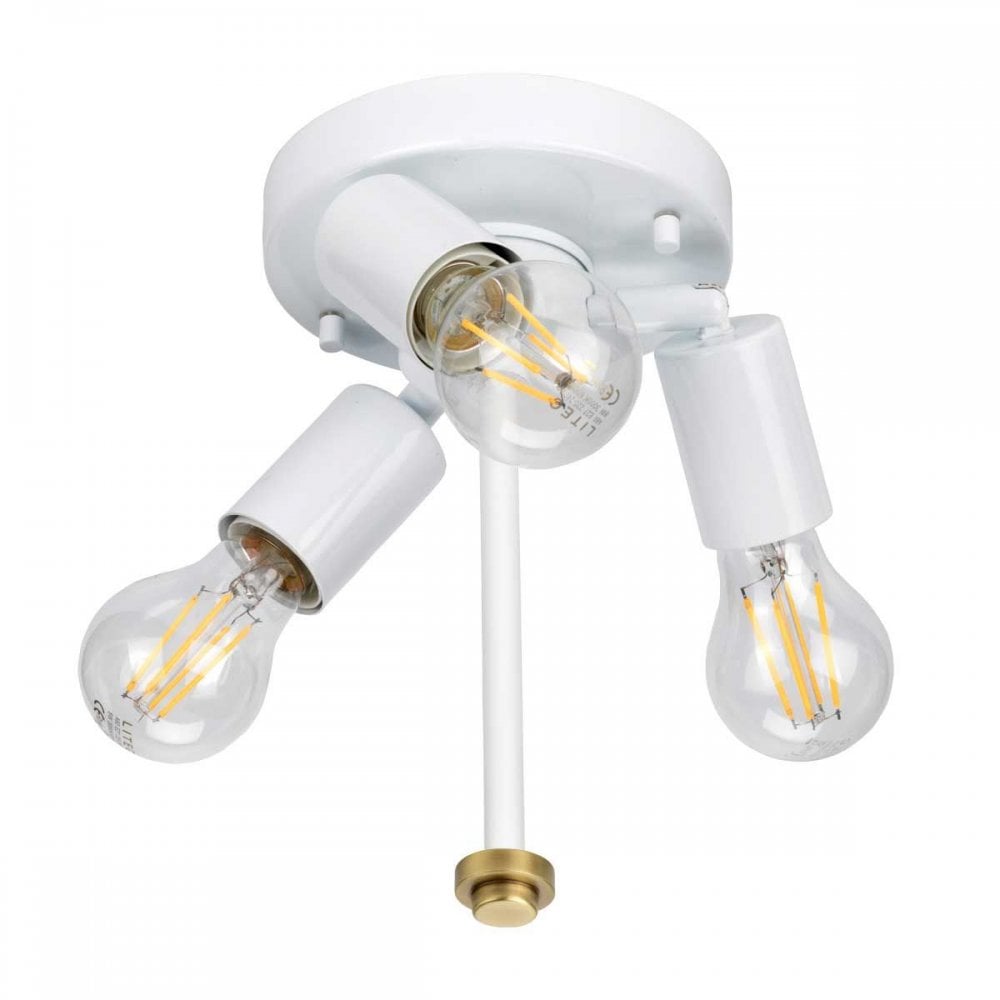 DL-FLETCHER18-3LT-IV-AB Fletcher 18" Flush Aged Brass with Ivory Shade