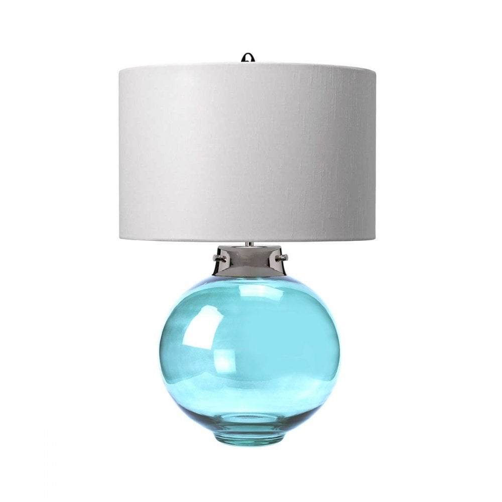 DL-KARA-TL-BLUE Kara Table Lamp - Blue Polished Nickel - Blue Glass