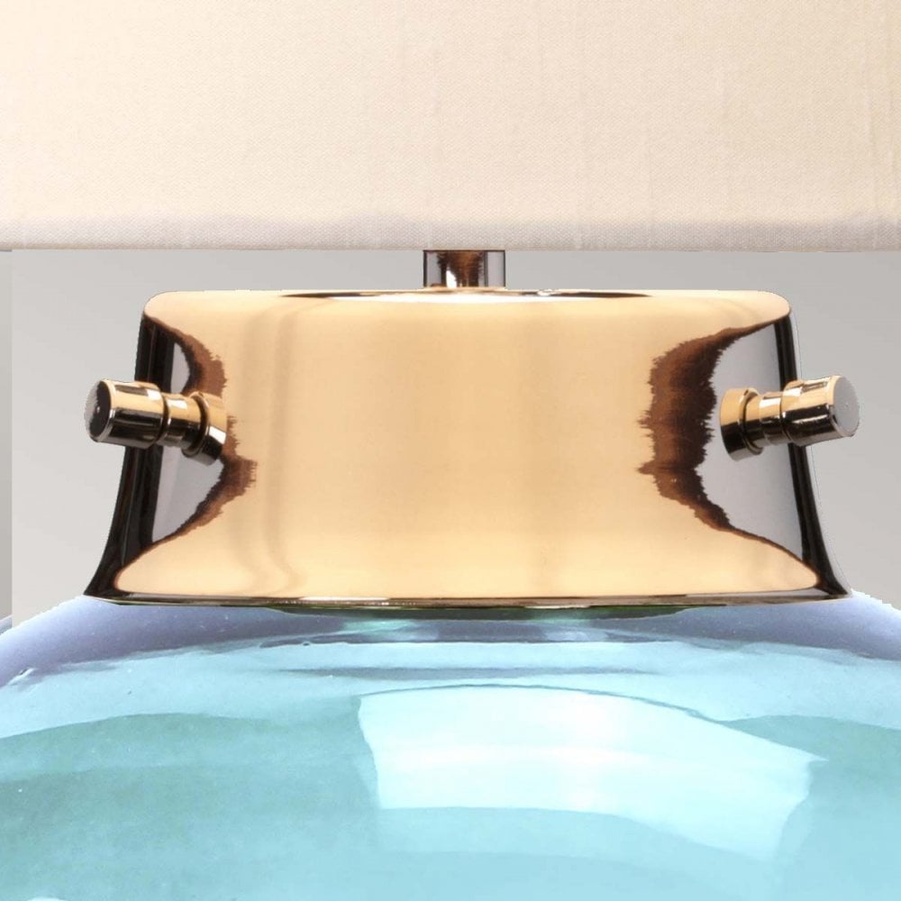 DL-KARA-TL-BLUE Kara Table Lamp - Blue Polished Nickel - Blue Glass