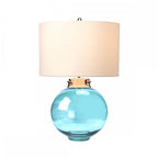 DL-KARA-TL-BLUE Kara Table Lamp - Blue Polished Nickel - Blue Glass