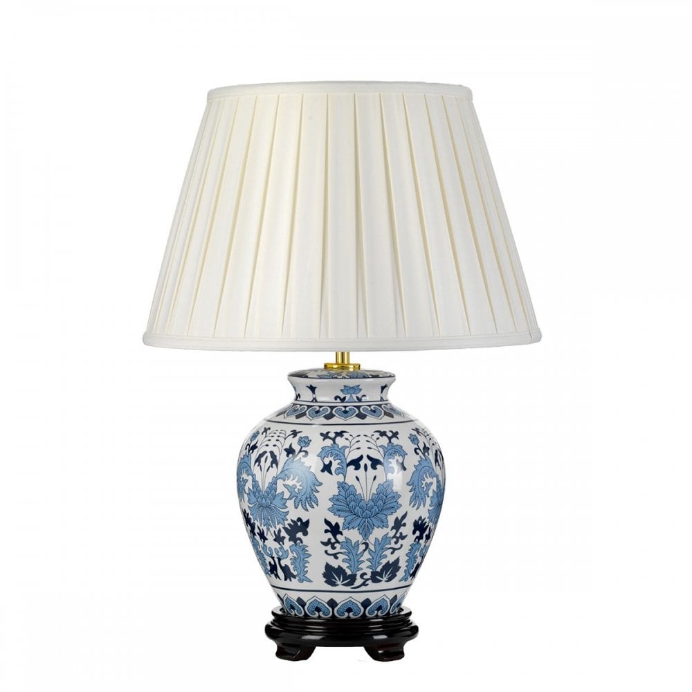 DL-LINYI-TL Linyi 1 Light Table Lamp with Tall Empire Shade Blue and White
