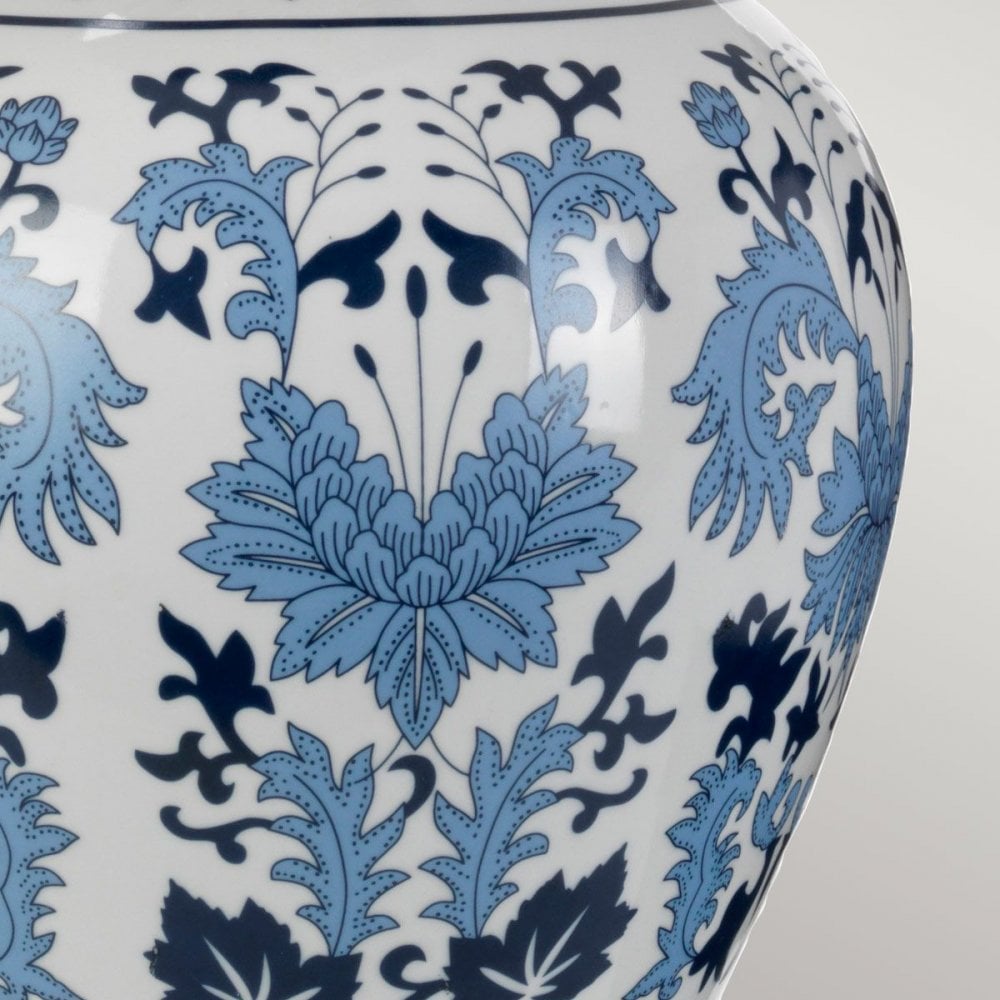 DL-LINYI-TL Linyi 1 Light Table Lamp with Tall Empire Shade Blue and White