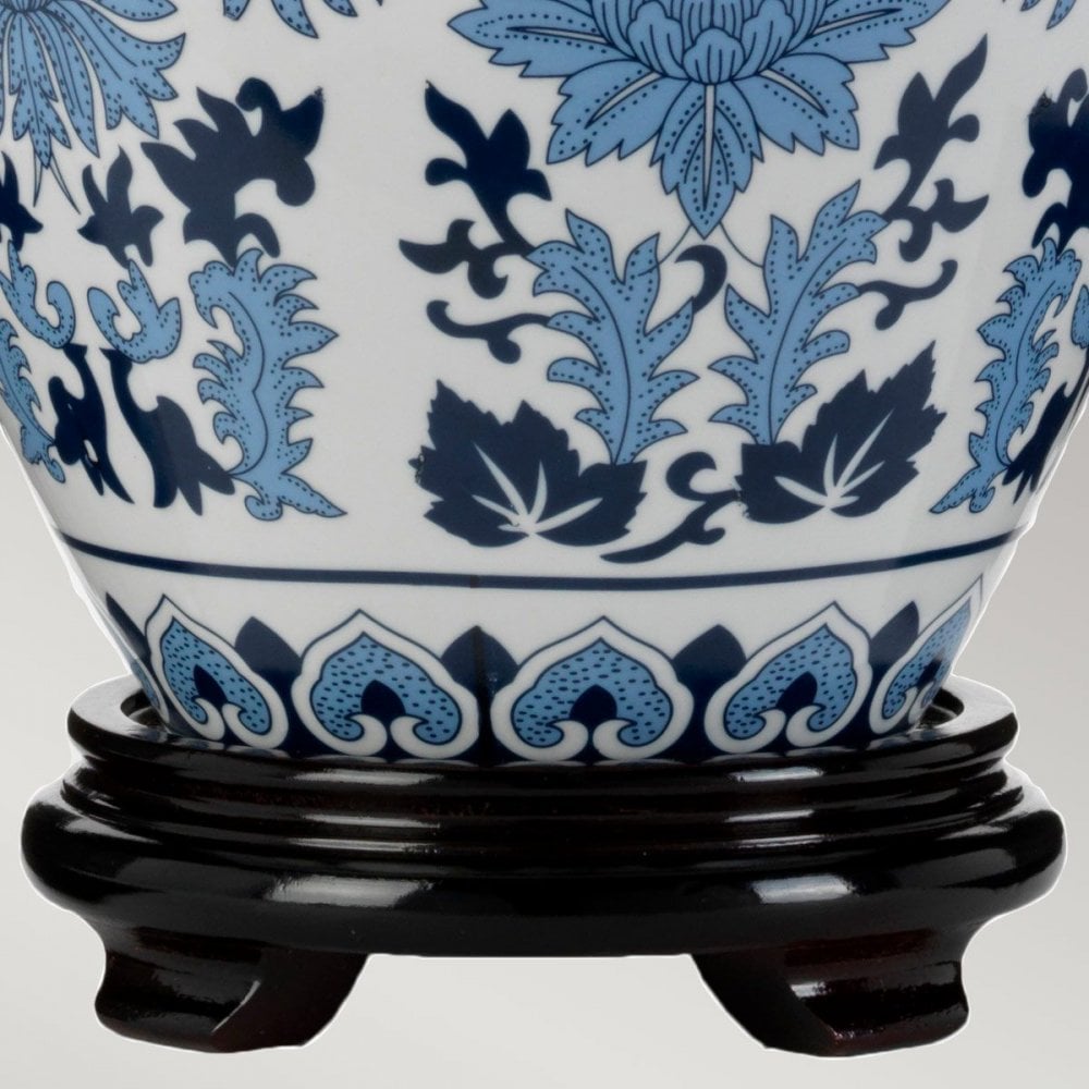 DL-LINYI-TL Linyi 1 Light Table Lamp with Tall Empire Shade Blue and White