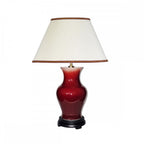 DL-MAJIN-SMALL-TL-OXB Majin Oxblood Red Jar 1 Light Table Lamp with Polycotton shade Oxblood
