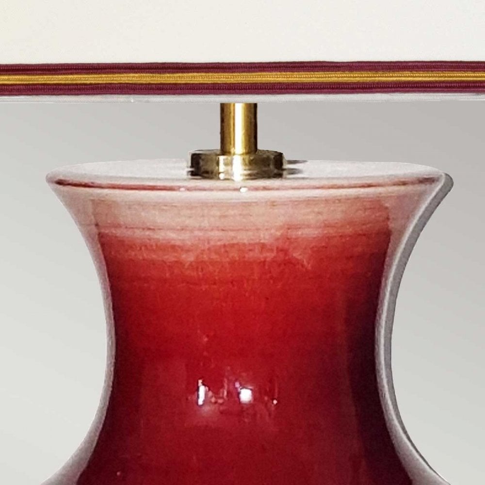 DL-MAJIN-SMALL-TL-OXB Majin Oxblood Red Jar 1 Light Table Lamp with Polycotton shade Oxblood