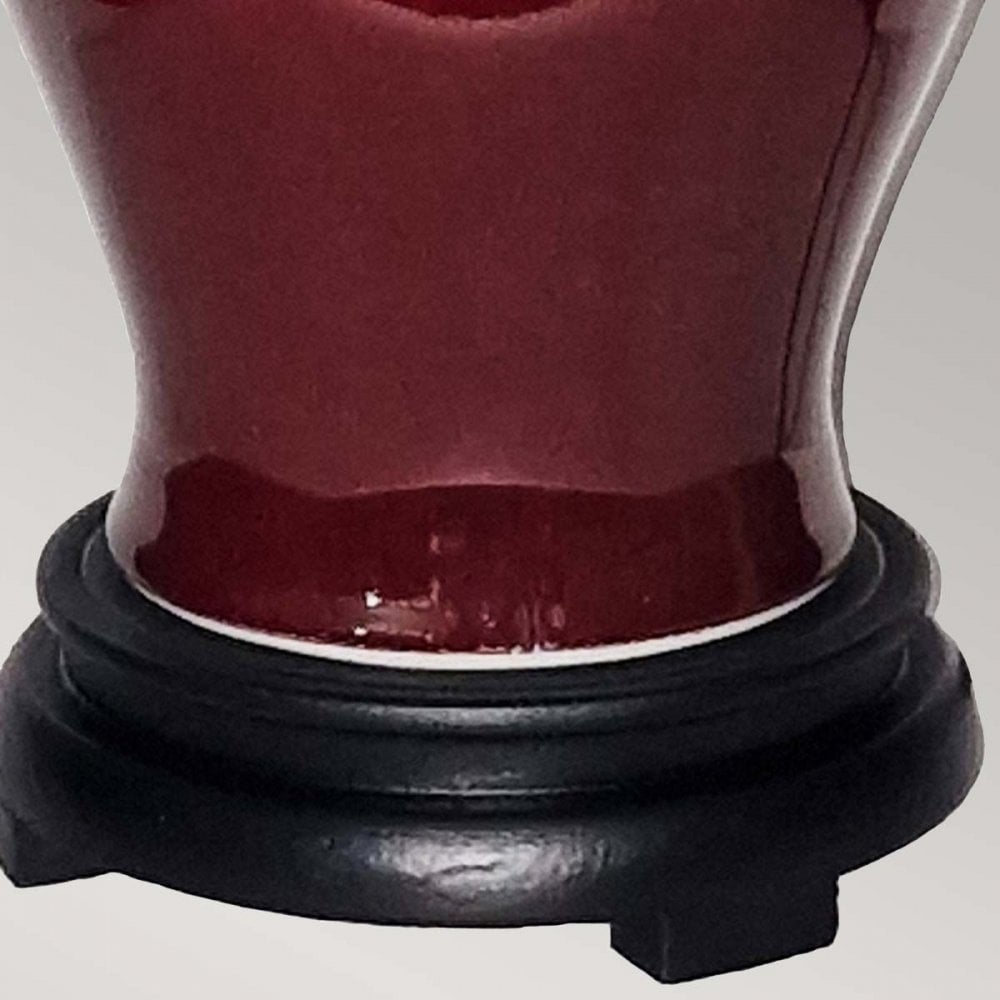 DL-MAJIN-SMALL-TL-OXB Majin Oxblood Red Jar 1 Light Table Lamp with Polycotton shade Oxblood