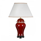 DL-OXBLOOD-TJ-TL Oxblood Temple Jar 1 Light Table Lamp with Tall Empire Shade Oxblood