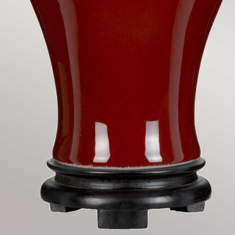 DL-OXBLOOD-TJ-TL Oxblood Temple Jar 1 Light Table Lamp with Tall Empire Shade Oxblood