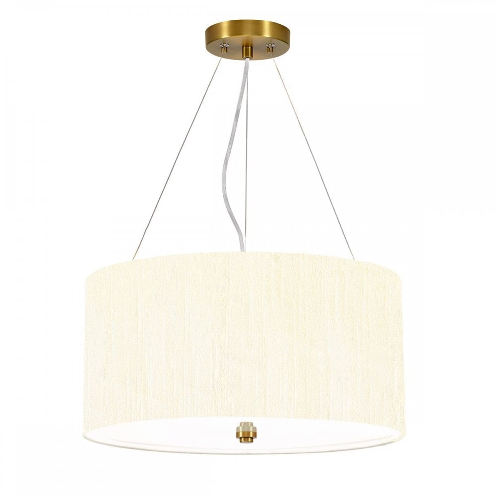 DL-PEARCE18-3LT-IV-AB Pearce 18" Pendant with Aged Brass Ceiling Pan Aged Brass, Ivory Shade