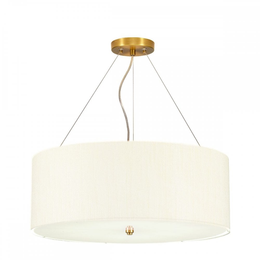 DL-PEARCE22-5LT-IV-AB Pearce 22" Pendant with Aged Brass Ceiling Pan Aged Brass, Ivory Shade
