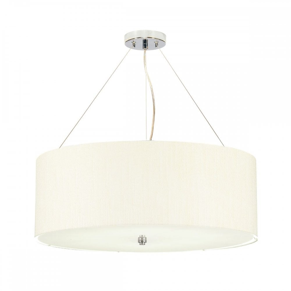 DL-PEARCE22-5LT-IV-PC Pearce 22" Pendant with Polished Chrome Ceiling Pan Polished Chrome, Ivory Shade
