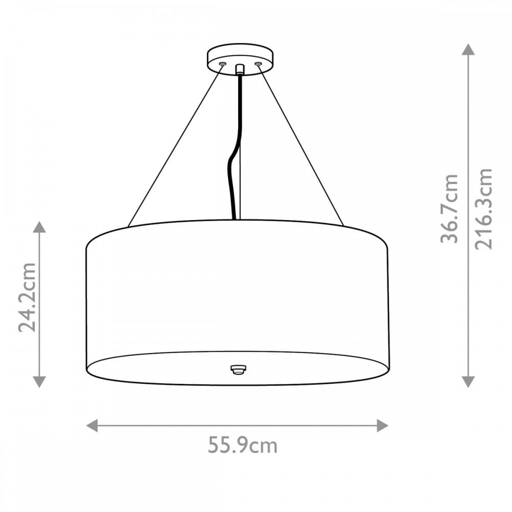 DL-PEARCE22-5LT-IV-PC Pearce 22" Pendant with Polished Chrome Ceiling Pan Polished Chrome, Ivory Shade
