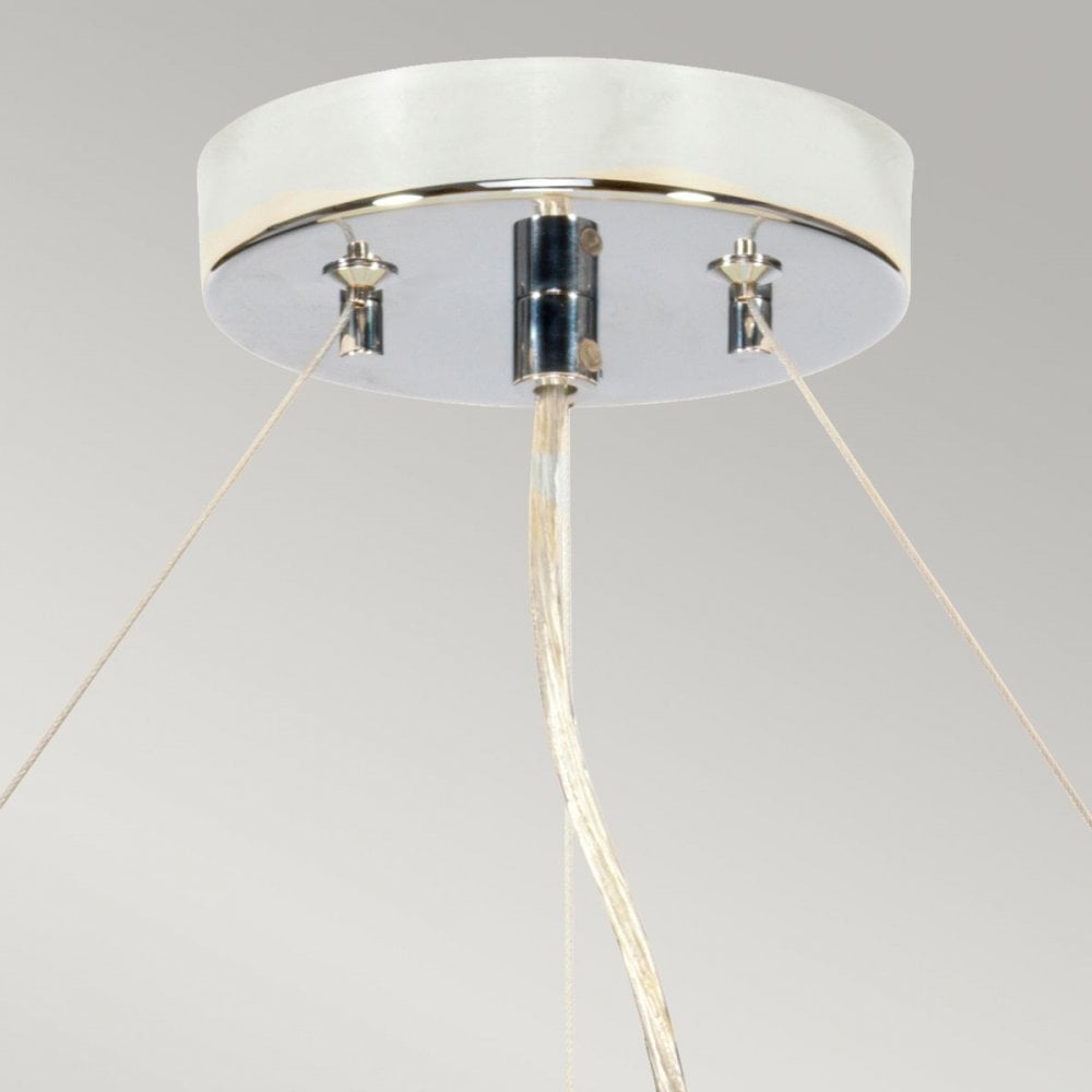 DL-PEARCE22-5LT-IV-PC Pearce 22" Pendant with Polished Chrome Ceiling Pan Polished Chrome, Ivory Shade
