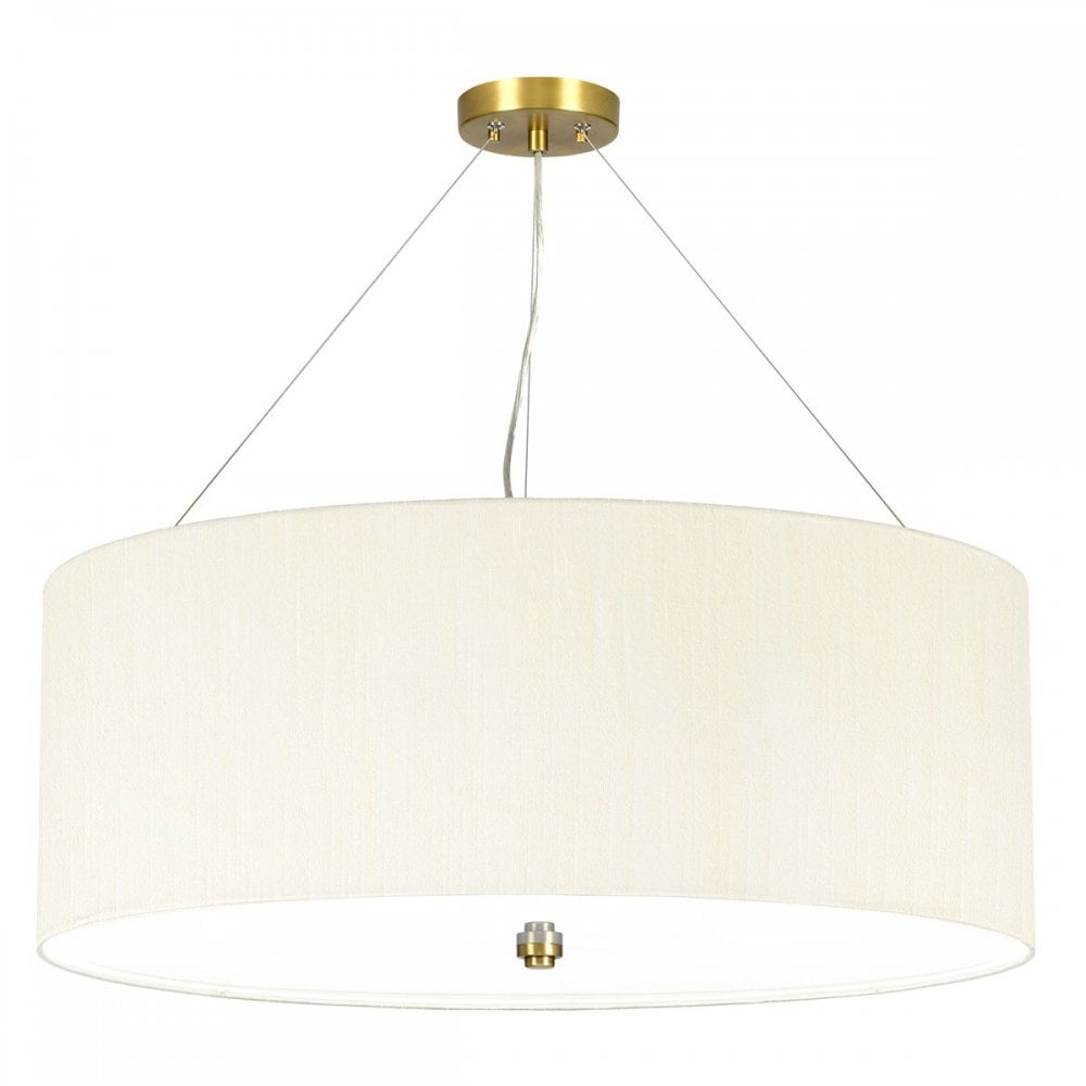 DL-PEARCE26-5LT-IV-AB Pearce 26" Pendant with Aged Brass Ceiling Pan Aged Brass, Ivory Shade