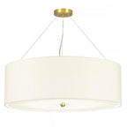 DL-PEARCE34-7LT-IV-AB Pearce 34" Pendant with Aged Brass Ceiling Pan Aged Brass, Ivory Shade