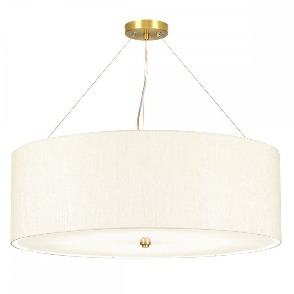 DL-PEARCE34-7LT-IV-AB Pearce 34" Pendant with Aged Brass Ceiling Pan Aged Brass, Ivory Shade