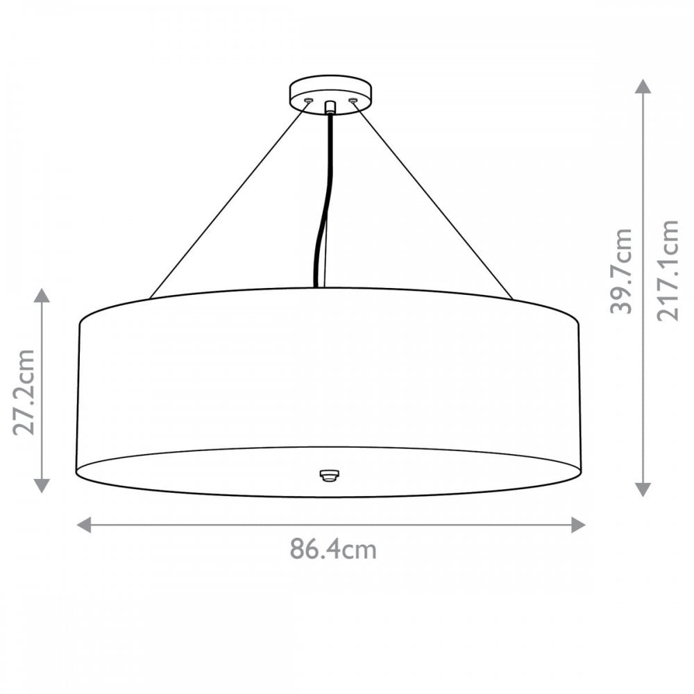 DL-PEARCE34-7LT-IV-AB Pearce 34" Pendant with Aged Brass Ceiling Pan Aged Brass, Ivory Shade