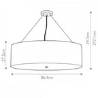 DL-PEARCE34-7LT-IV-AB Pearce 34" Pendant with Aged Brass Ceiling Pan Aged Brass, Ivory Shade
