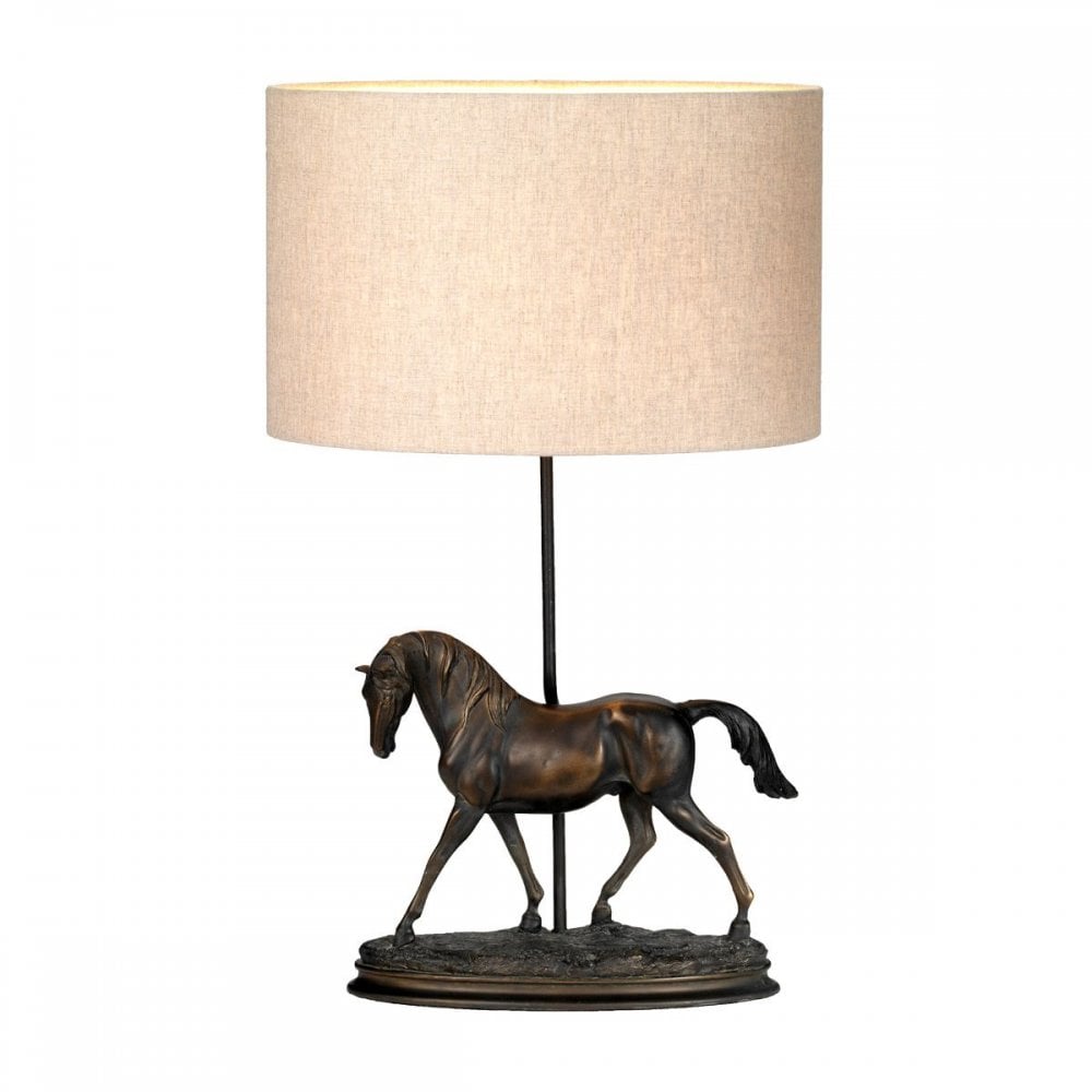 DL-SPIRIT-TL Spirit 1 Light Table Lamp with Oval Shade Bronze Patina