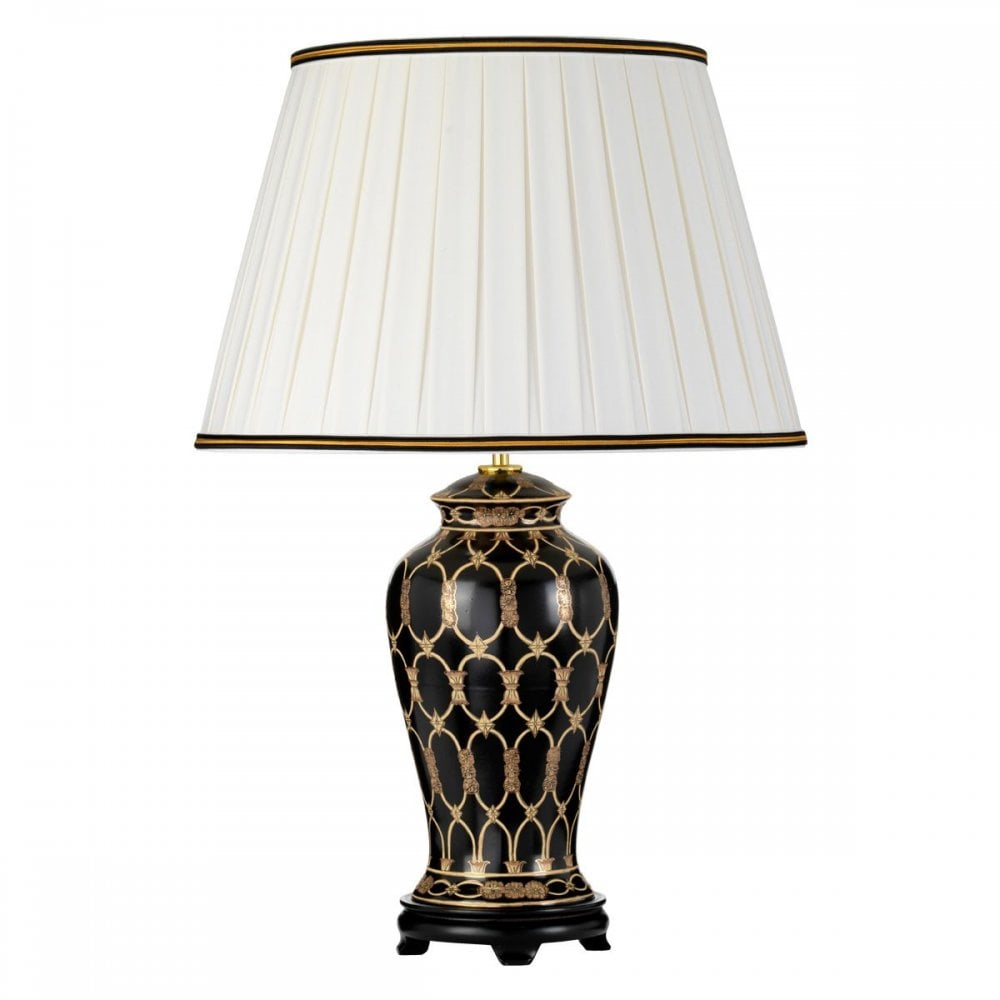 DL-TAIPEI-TL Taipei 1 Light Table Lamp with Tall Empire Shade Black and Gold