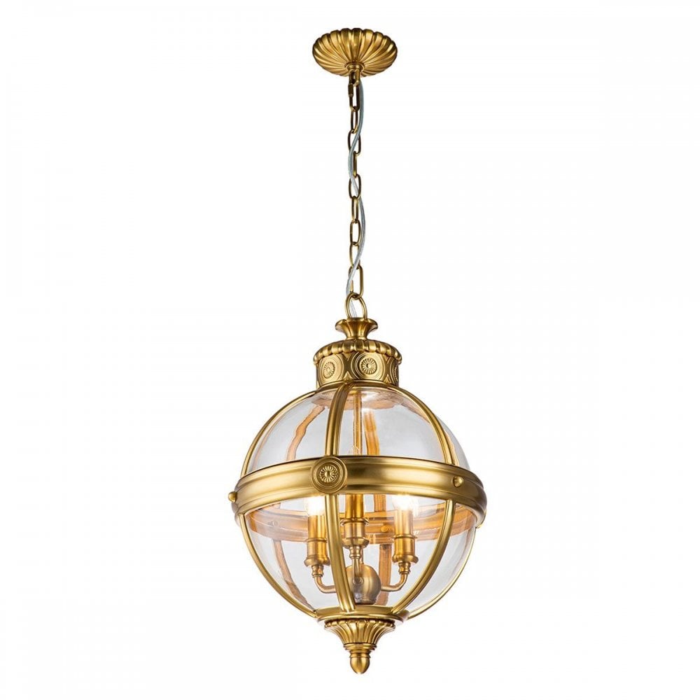 FE-ADAMS-3P-BB Adams 3 Light Pendant Chandelier Burnished Brass