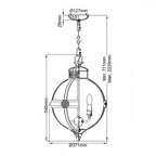 FE-ADAMS-3P-BB Adams 3 Light Pendant Chandelier Burnished Brass
