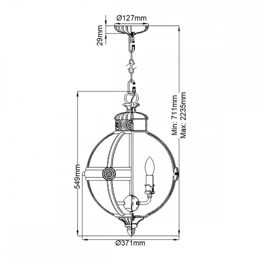 FE-ADAMS-3P-BB Adams 3 Light Pendant Chandelier Burnished Brass