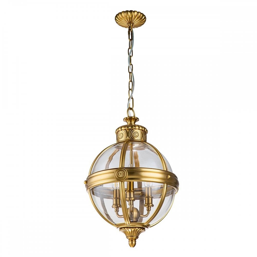 FE-ADAMS-3P-BB Adams 3 Light Pendant Chandelier Burnished Brass
