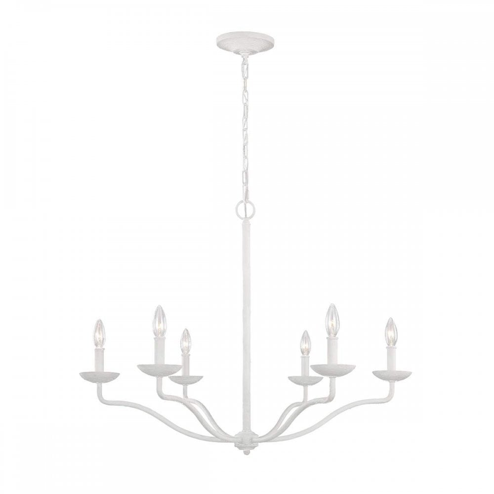 FE-ANNIE6-PSW Annie 6 Light Chandelier Textured Plaster White