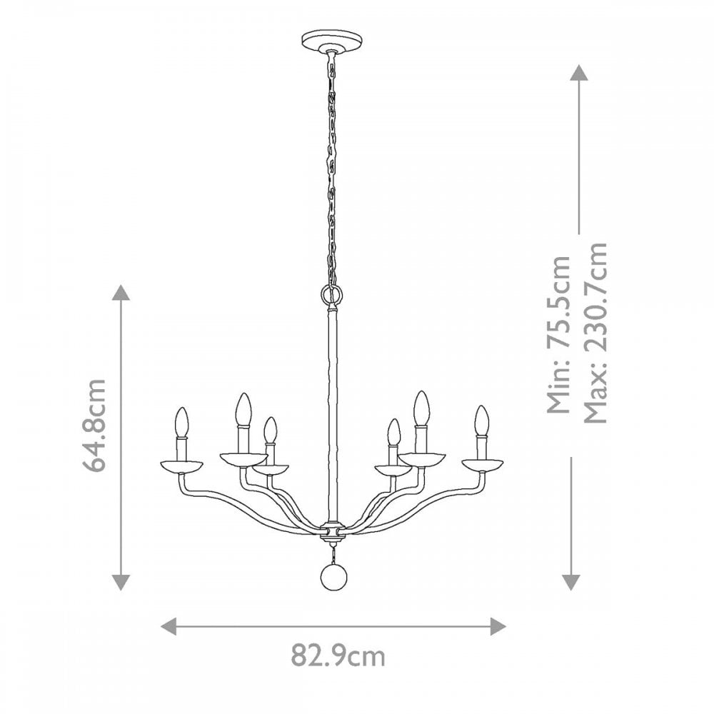 FE-ANNIE6-PSW Annie 6 Light Chandelier Textured Plaster White