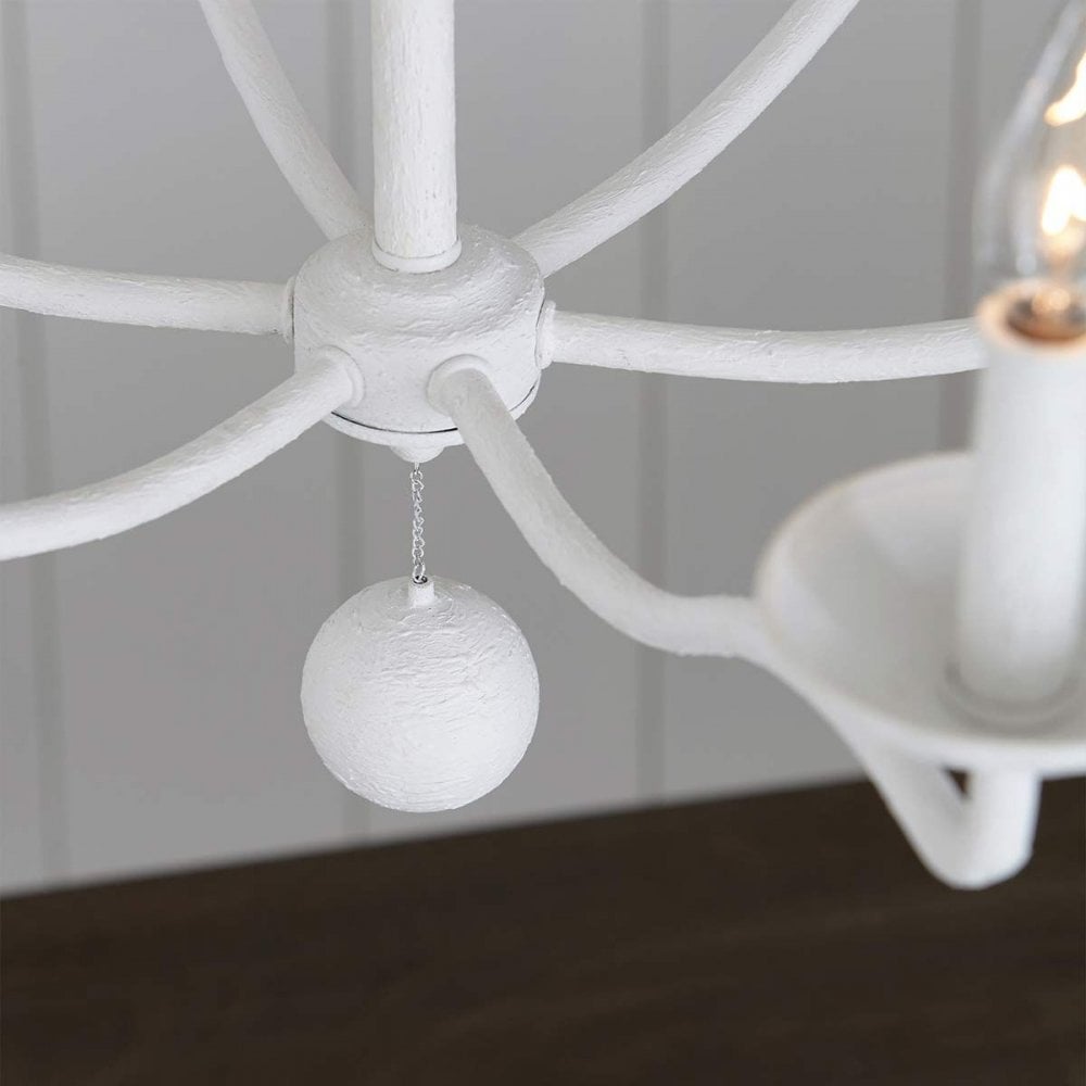 FE-ANNIE6-PSW Annie 6 Light Chandelier Textured Plaster White