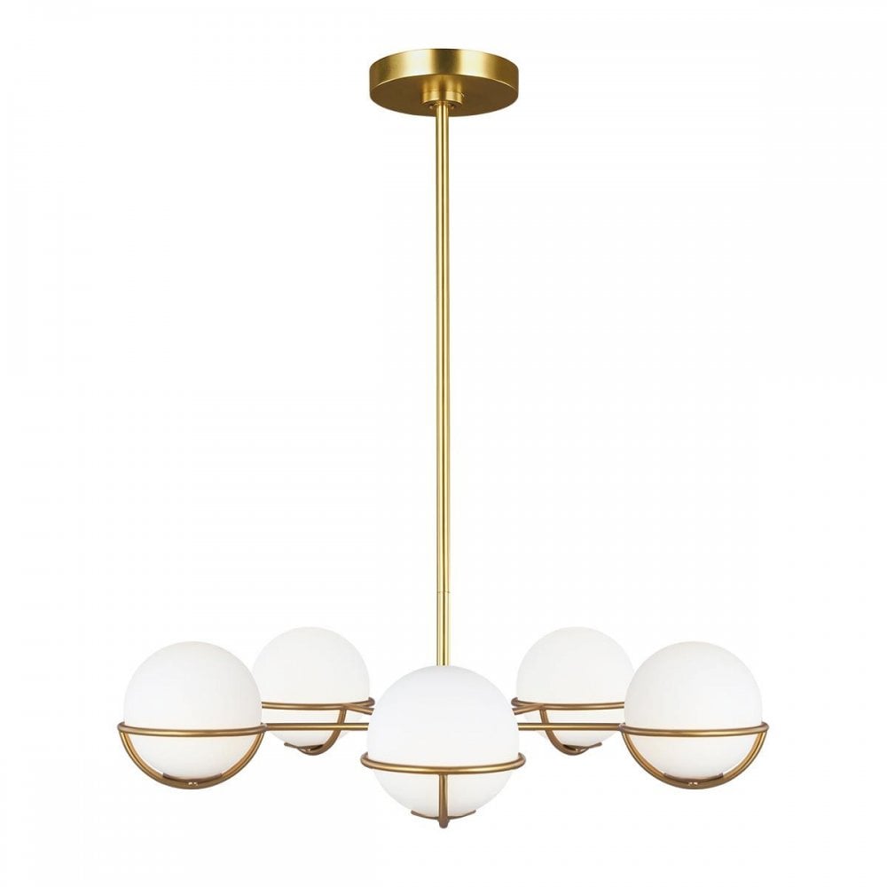 FE-APOLLO5-BB Apollo 5 Light Chandelier Burnished Brass