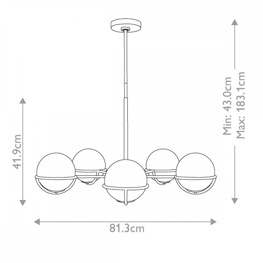 FE-APOLLO5-BB Apollo 5 Light Chandelier Burnished Brass