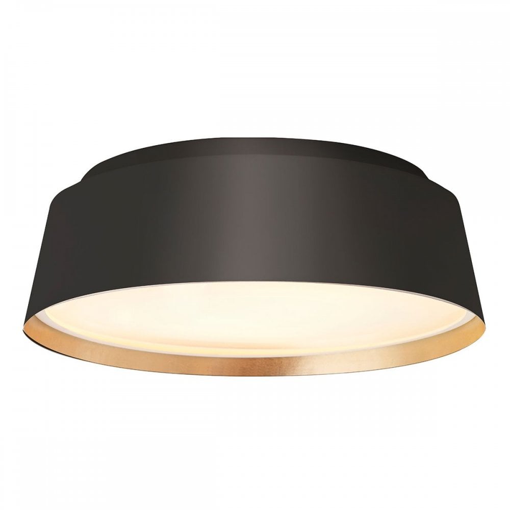 FE-ASHER-3F-MB Asher 3 Light Flush Light Midnight Black & Gold