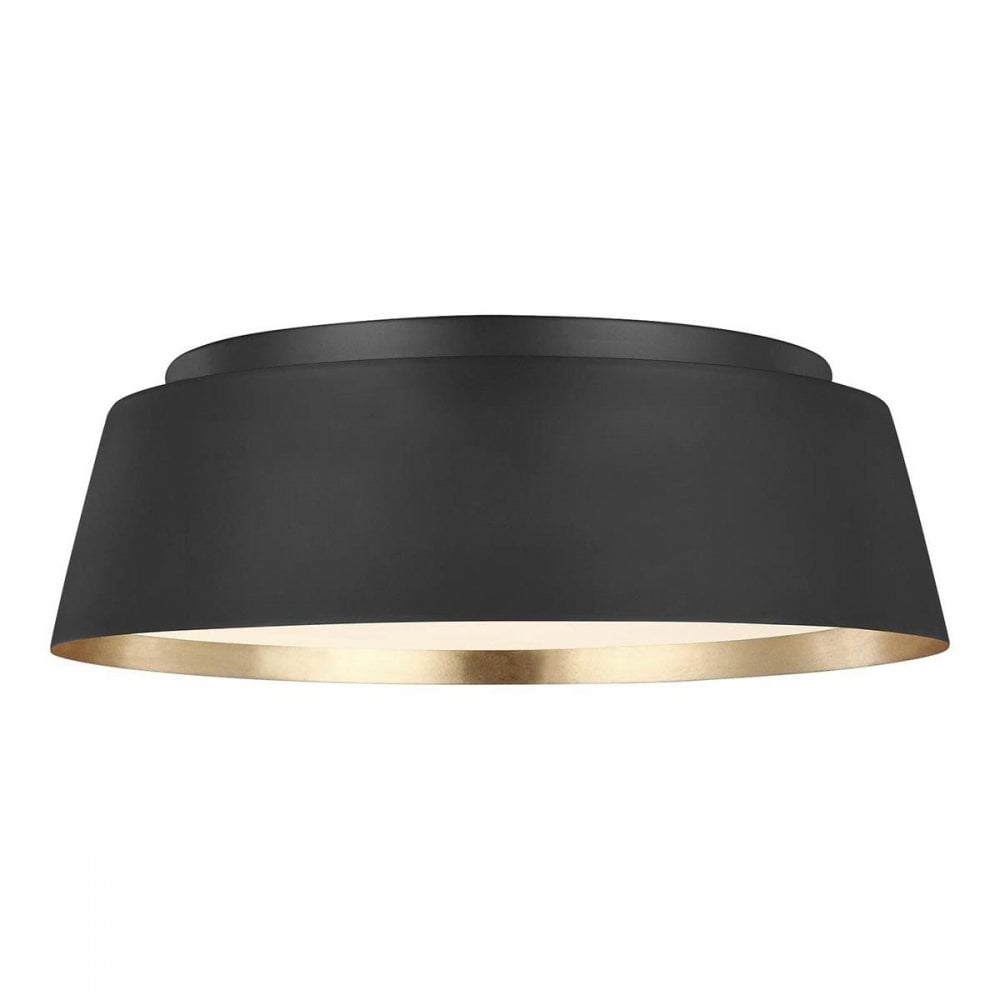 FE-ASHER-3F-MB Asher 3 Light Flush Light Midnight Black & Gold
