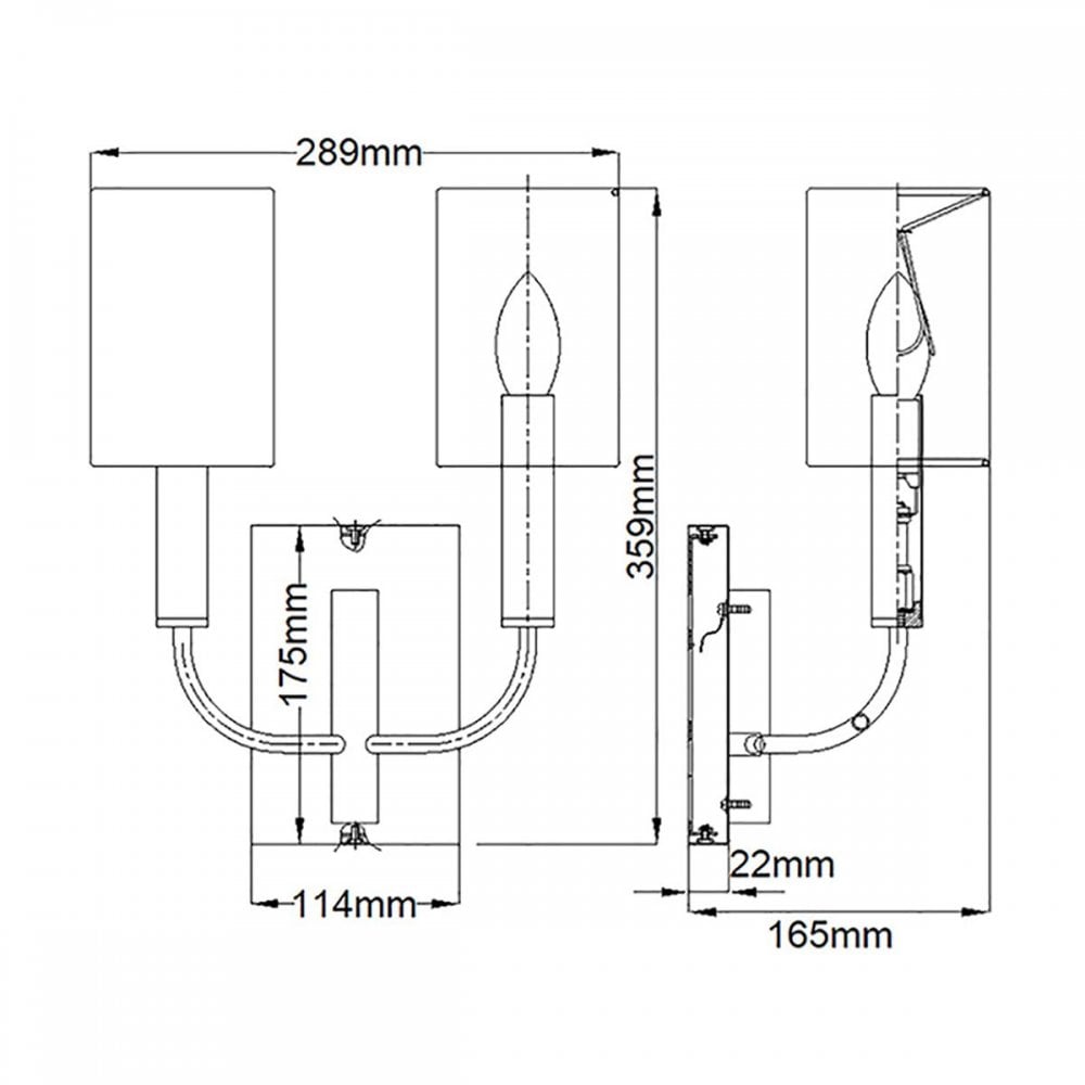 FE-BRIANNA2-PN Brianna 2 Light Wall Light Polished Nickel