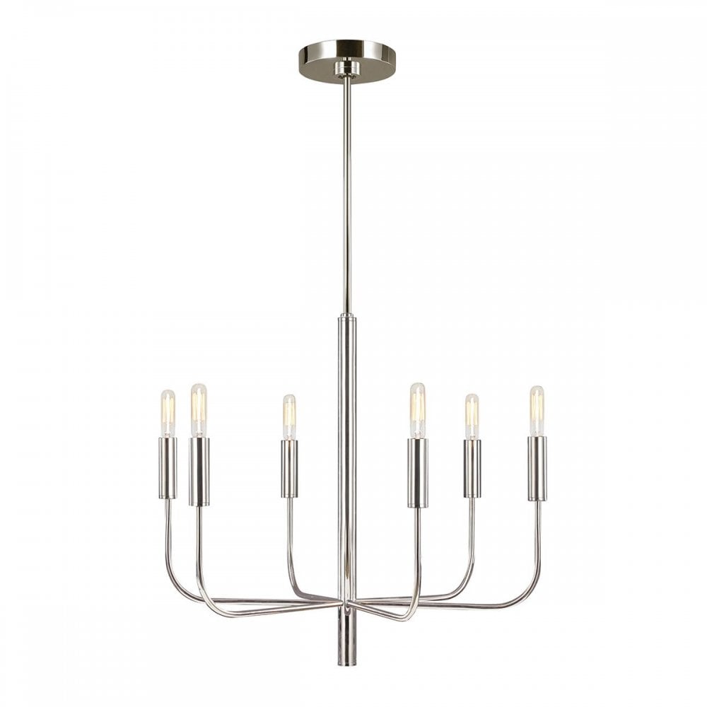 FE-BRIANNA6-PN Brianna 6 lt Chandelier Polished Nickel