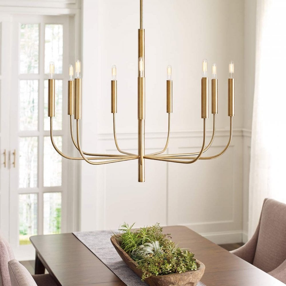 FE-BRIANNA9-BB Brianna 9 Light Chandelier Burnished Brass