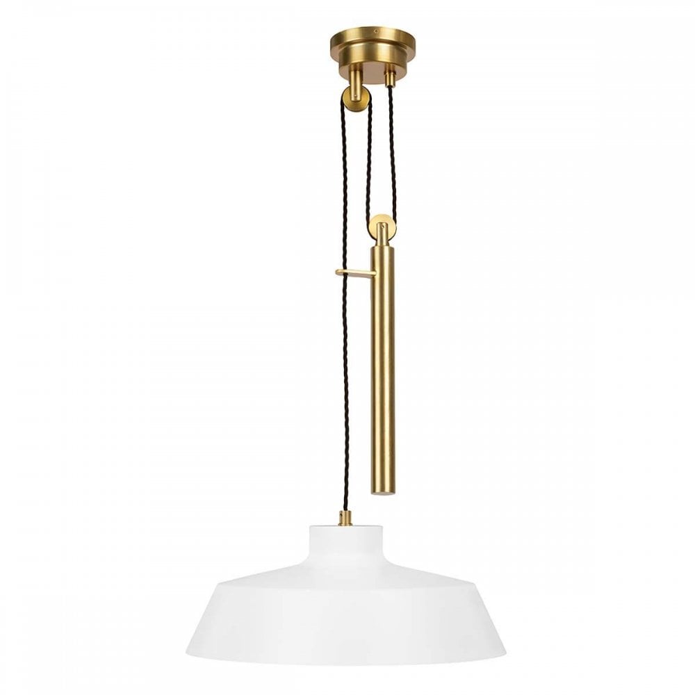FE-CANDOR-P Candor 1 Light Pendant Matte White and Brass