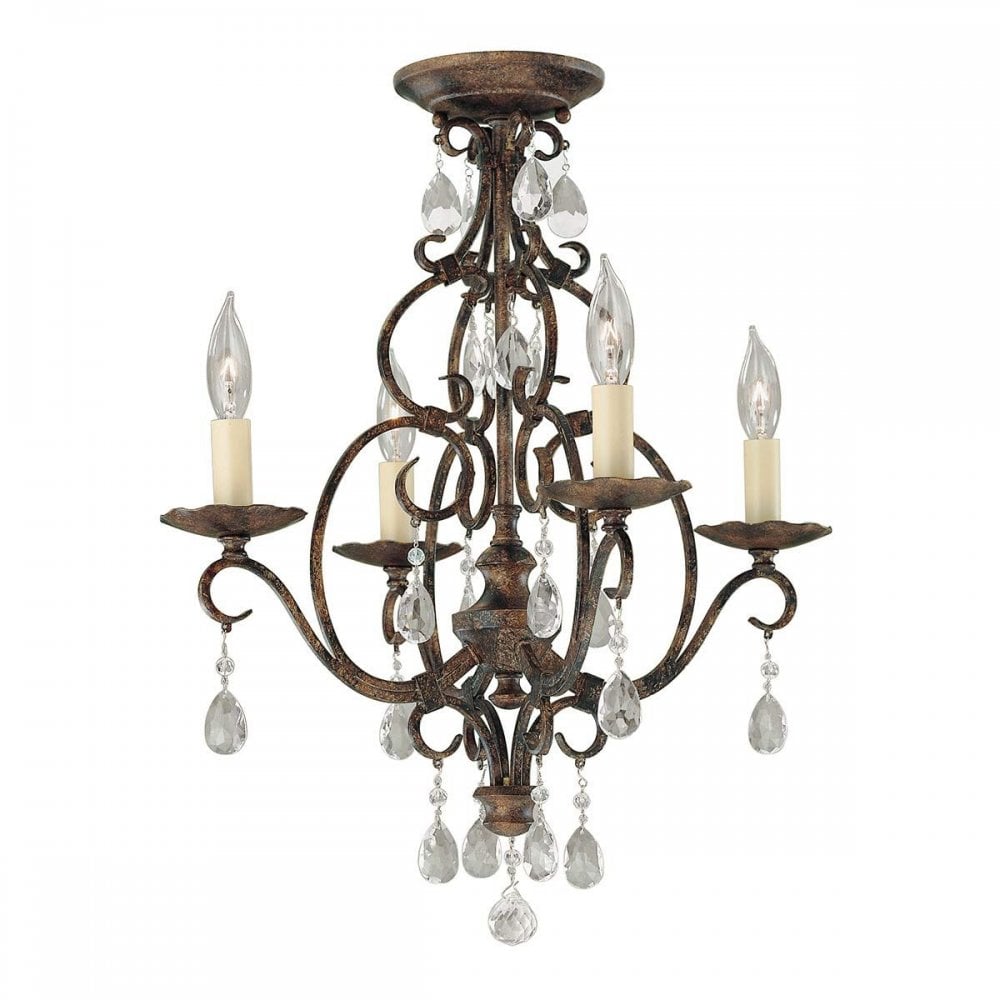 FE-CHATEAU4 Chateau 4 Light Chandelier Mocha Bronze