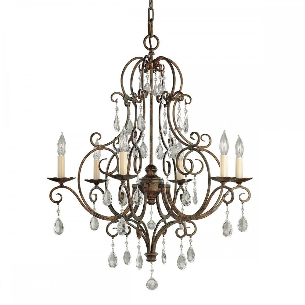 FE-CHATEAU6 Chateau 6 Light Chandelier Mocha Bronze
