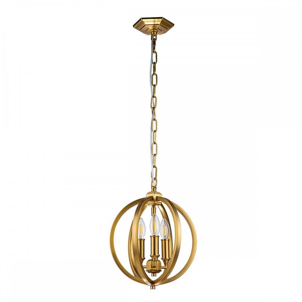 FE-CORINNE-3P-S-BB Corinne 3 Light Small Pendant Burnished Brass