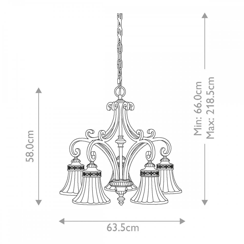 FE-DRAWING-ROOM5 Drawing Room 5 Light Chandelier Walnut